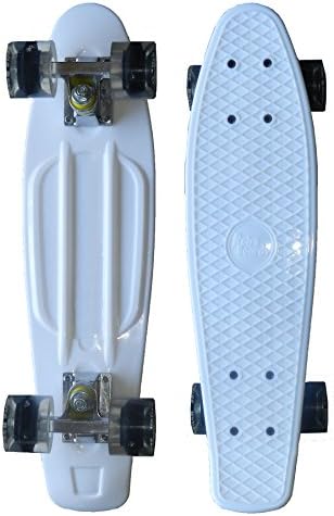 RETRO BOARDS LED Wheels Skateboard, White, 22-Inch