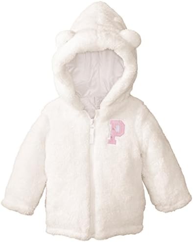 us polo association baby Girls' baby faux fur shell jacket with hoodie, winter white, 18 months