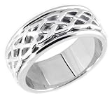 14K. White Gold Celtic Design Comfort Fit Wedding Band Ring