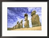 15 Moais, Ahu Tongariki, Easter Island, Chile Collections Framed Photographic Poster Print by Walter Bibikow, 21x17