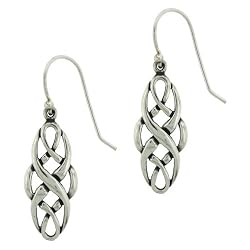 Sterling Silver Celtic Design Oval Dangle Earrings