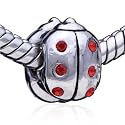 January Garnet Color Birthstone Ladybug European Charm Beads - Pandora Bead & Bracelet Compatible