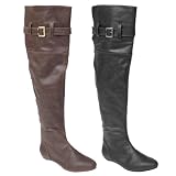 Bamboo by Journee Women's Buckle Detail Over the Knee Boot