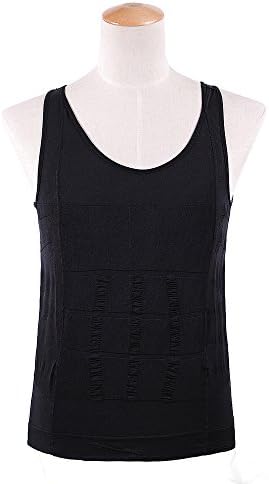 Men's Shaper Slimming Undershirts T-shirt Elastic Body Sculpting Vest (Medium, Black)