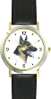 German Shepherd JP Dog - WATCHBUDDY&reg; DELUXE TWO-TONE THEME WATCH - Arabic Numbers - Black Leather Strap-Size-Large ( Men's Size or Jumbo Women's Size )
