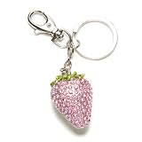 Pink Crystal Fruit Strawberry Keychain w/ Clasp