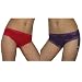 2 PACK: Ladies BHS Brand Mesh Lace Thong Panties Underwear / Knickers (Size: XS / 12, Red/Purple)