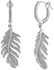 0.55ct 14k White Gold Diamond Feather Earrings