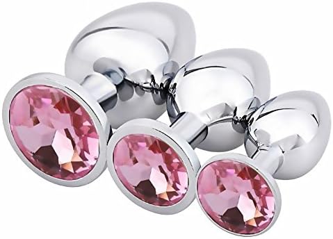 JiaDang 3 Pcs Anal Plug - Stainless Steel Plated Acrylic Jewelry (pink)
