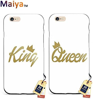 Best Friends Phone Cases BFF Phone Cases iPhone 6/6S,Beauty and Beast King &amp; Queen WHITE Matching Couple Phone Case for Girls Boys TPU Case Rubber Black 2 Pcs