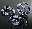 Black and Blue Glass Spiral Plugs 00g - Sold Individually