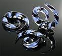 Black and Blue Glass Spiral Plugs 4g - Sold Individually