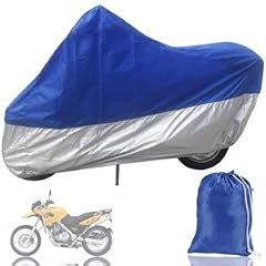 Gr. XXL Motorrad Garage Ganzgarage Abdeckplane Plane Faltgarage 265X105X125cm Wasserdicht Blau & silber mit Tasche