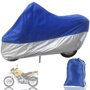 Produkt-Bild: Gr. XXL Motorrad Garage Ganzgarage Abdeckplane Plane Faltgarage 265X105X125cm Wasserdicht Blau & silber mit Tasche