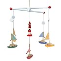 Wooden Sailing Boats Mobile with Lighthouse