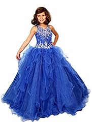 Girls Beaded Crystals Lace Crystal  Halter Organza/Tulle  Ball Gown Pageant Dress/Party Dress 