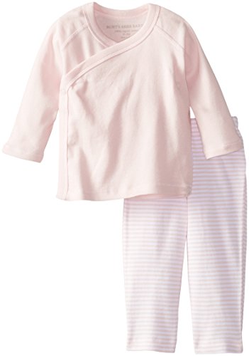 Burt's Bees Baby Baby-Girls Organic Kimono Top and Striped Pant Set, Blossom, 0-3 Months