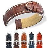 HIRSCH Viscount L, 100m-WR, Genuine Alligator, 19 Brown matt, 20 mm, Steel Buckle