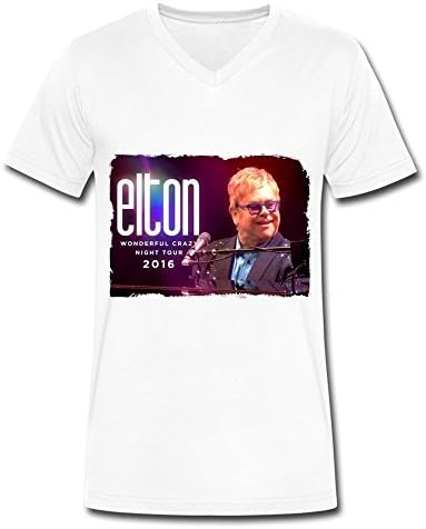 Elton John Wonderful Crazy Night 2016 Tour Fashion V Neck T Shirt For Men White