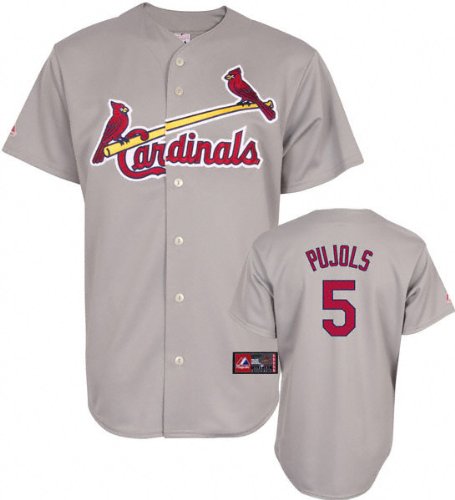 MLB Men's St.Louis Cardinals Albert Pujols Road Gray Short Sleeve 6 Button Synthetic Replica Baseball Jersey Spring 2012  (Road Gray, XX-Large)