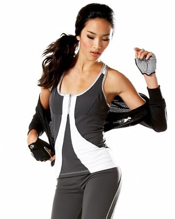 \#1 bebe BBSP Metallic Mesh 1/2 Zip Tank