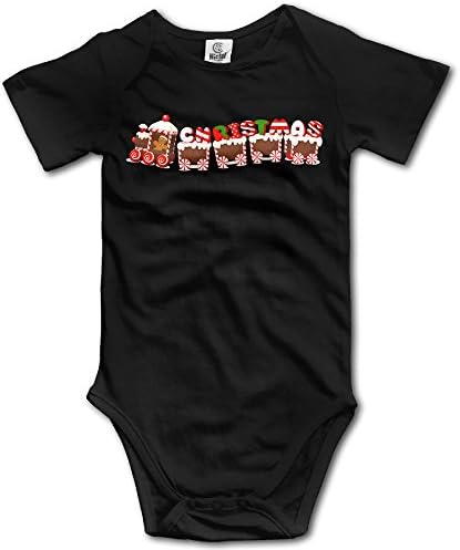 100% Cotton Merry Christmas Candy Train Infant Funny Go Short Sleeve Climb Jumpsuit Black 6 M