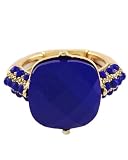 Goldtone Royal Blue Acrylic Stretch Ring Fashion Jewelry