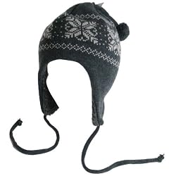 New Ski Skate 2 Ply Knit Hat Trooper Trapper Flaps * Dark Grey and Gray - Small and Medium