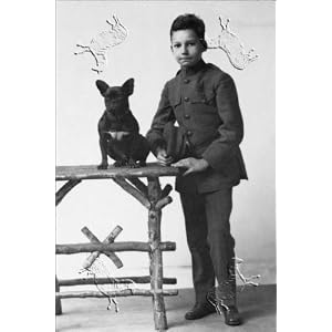 Art Poster, Boy with French Bulldog - 18.75 x 27.5