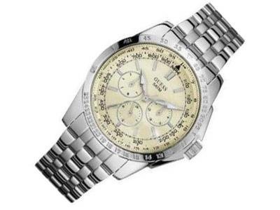 Guess Men's W16015G2 Silver Stainless-Steel Quartz Watch with Beige Dial