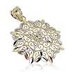 10 KT Two Tone Gold Filigree Floral Pendant 10K Charm