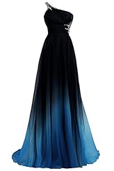Sexy A-line One Shoulder Crystal Lace Beaded Chiffon Evening Dress/Prom Dress/Party Dress 
