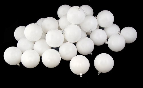 32ct Matte Winter White Shatterproof Christmas Ball Ornaments 3.25" (80mm)