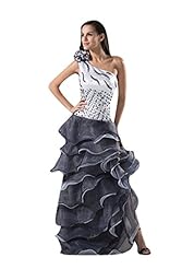 Scoop Neck One Shoulder Cocktail Lace Tiered Organza/Tulle Mermaid  Dress