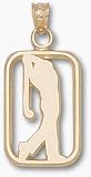 Male Golfer Swinging Silhouette Pendant   14KT Gold Jewelry