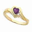 14K Yellow Gold Heart Shaped Amethyst and Diamond Ring