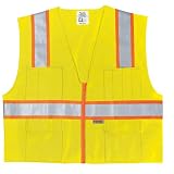 River City SURVL Class II Lime Surveyors Vest with Reflective Stripes and Multiple Pockets, Size Large