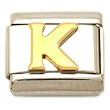 "K" Italian Charm Gold Plated 9mm