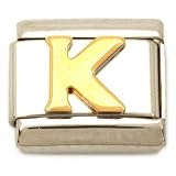 "K" Italian Charm Gold Plated 9mm