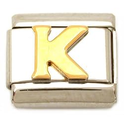 "K" Italian Charm Gold Plated 9mm