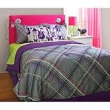 Gray Purple Girls Reversible Plaid Twin Comforter Set 3 Pieces