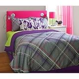 Gray Purple Girls Reversible Plaid Twin Comforter Set 3 Pieces