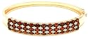 Yellow Gold Overlay Sterling Silver Garnet w/ Diamond Accent Bangle Bracelet, 7.5"