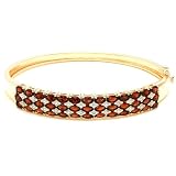YellowGoldOverlaySterlingSilverGarnetw/DiamondAccentBangleBracelet,7.5