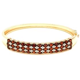 Yellow Gold Overlay Sterling Silver Garnet w  Diamond Accent Bangle Bracelet,... by Amazon.com Collection