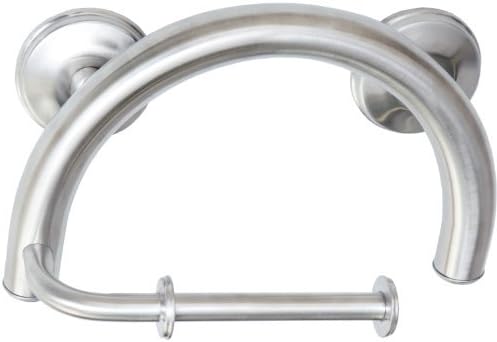 Grabcessories 61028 2-in-1 Grab Bar Toilet Paper Holder with Grips and Anchors, Brushed Nickel by Grabcessories