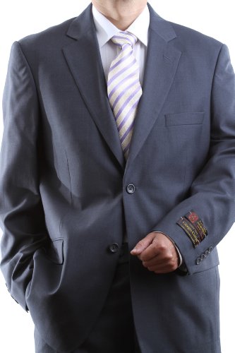Men's 2 Button Super 150s Extra Fine Gray Dress Suit with Flat Front Pants