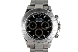 Rolex Mens Stainless Steel Daytona Black Dial