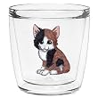 Kitty (Brown & Black) 12 oz Double-Old-Fashioned Insulated Beverage Tumbler, Clear