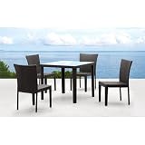 Cavedish Outdoor 5 Piece Dining Table Set with Arica Chair in Dark Brown